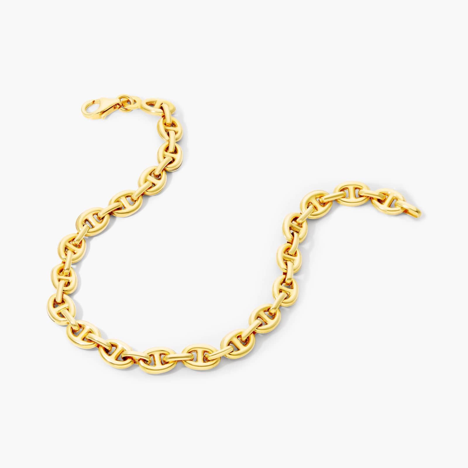 Light Puffed Mariner Chain Bracelet In 14K Yellow Gold