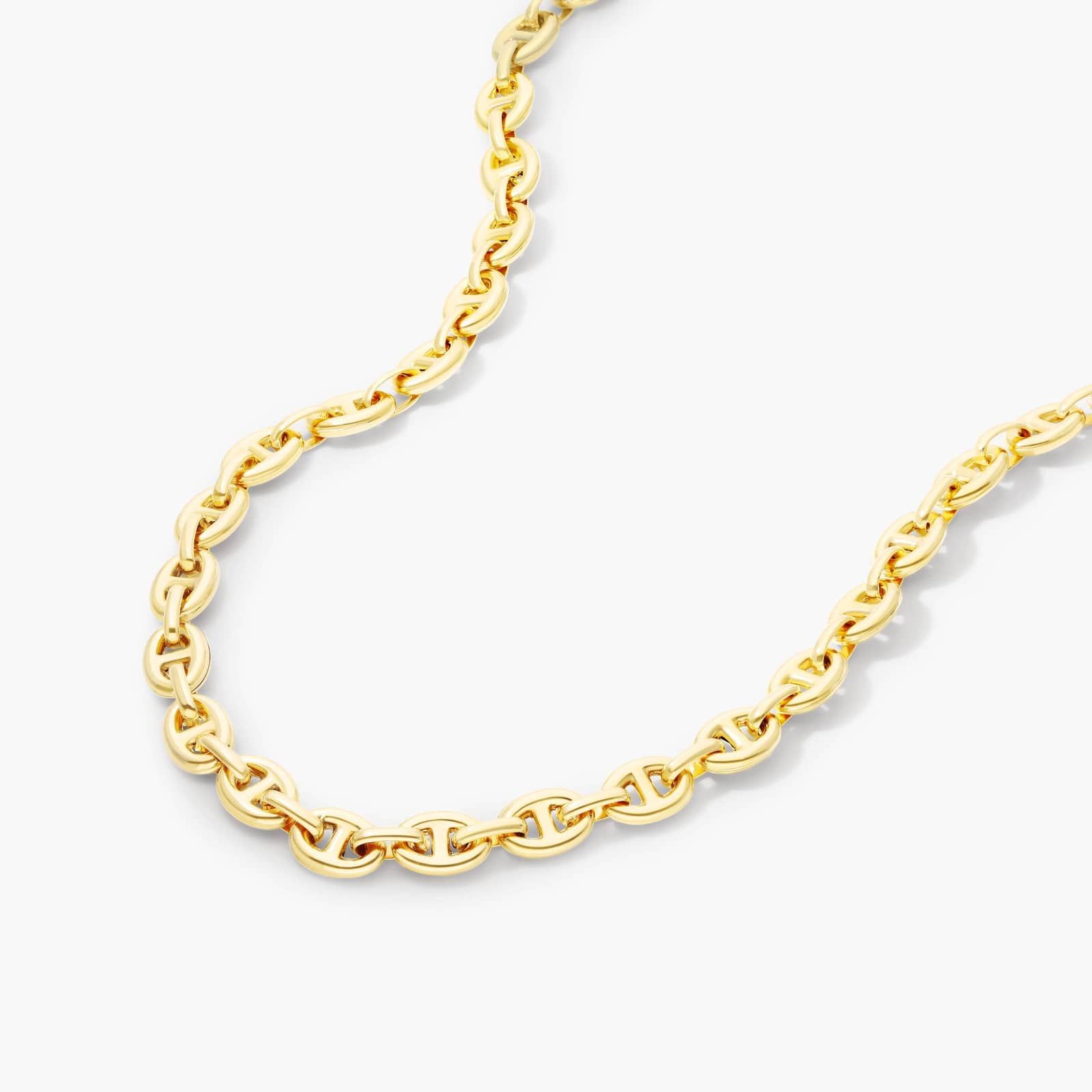 14K Yellow Gold 5.4mm Light Puffed Mariner Chain Necklace