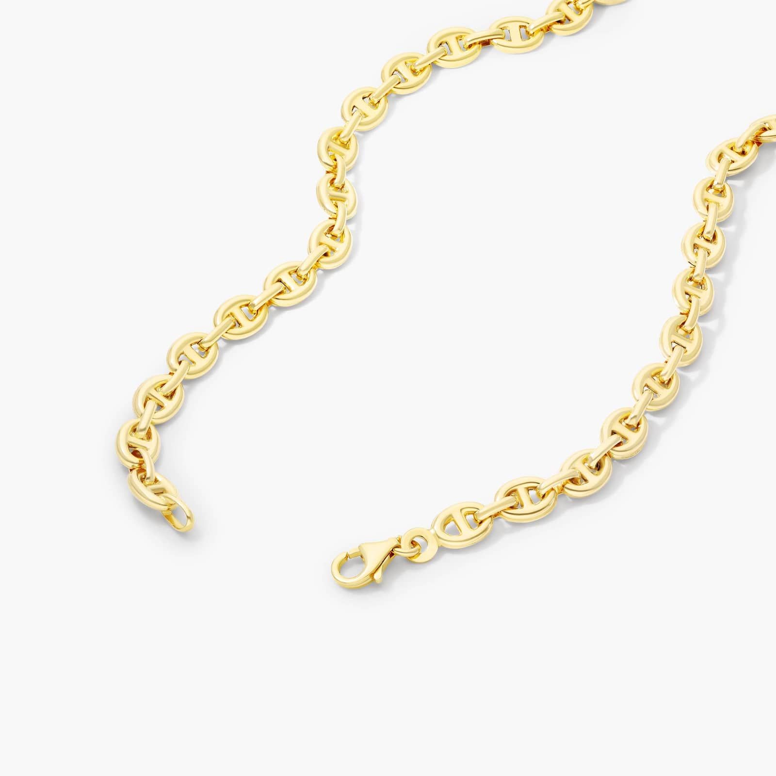 14K Yellow Gold 5.4mm Light Puffed Mariner Chain Necklace