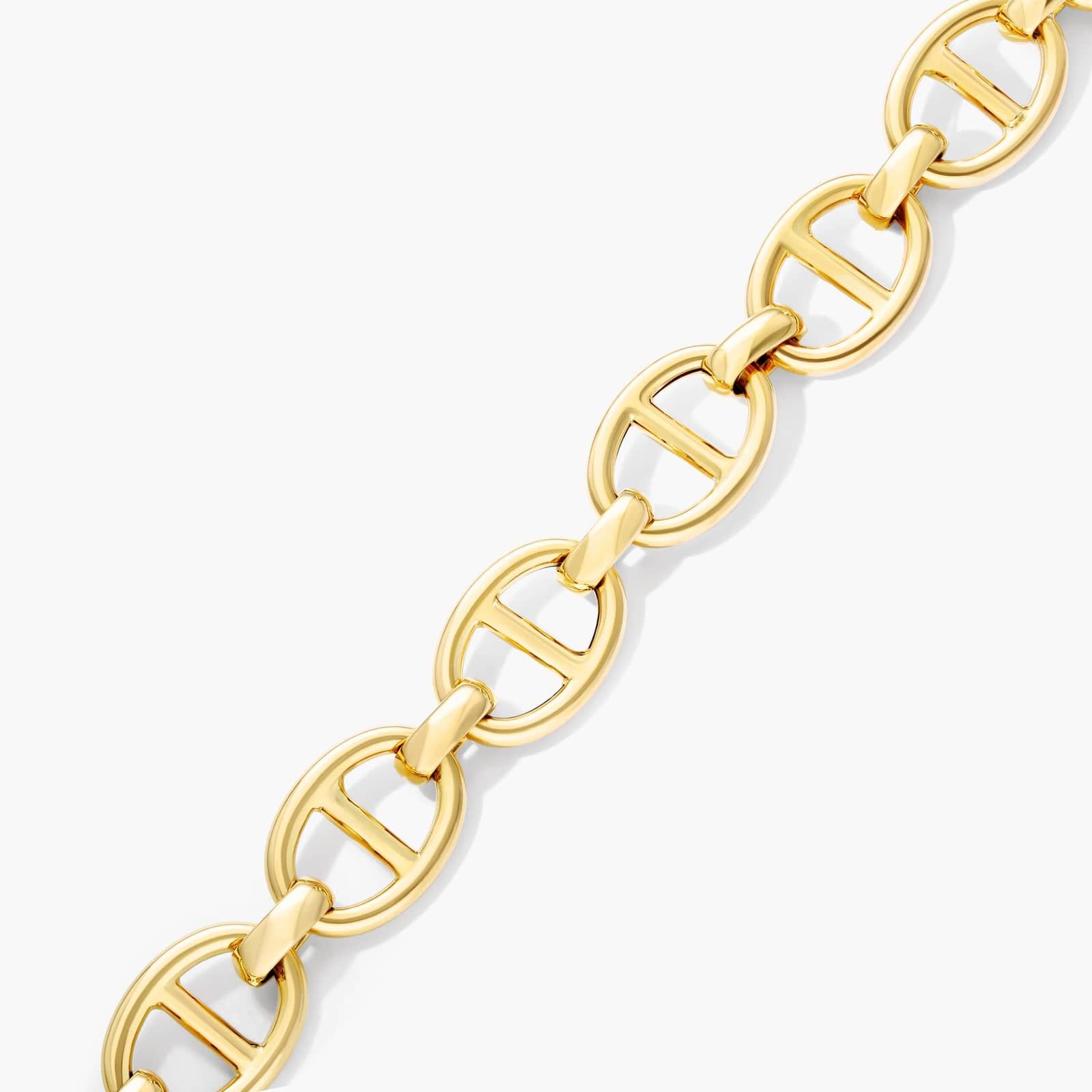 14K Yellow Gold 14mm Flat Mariner Bracelet