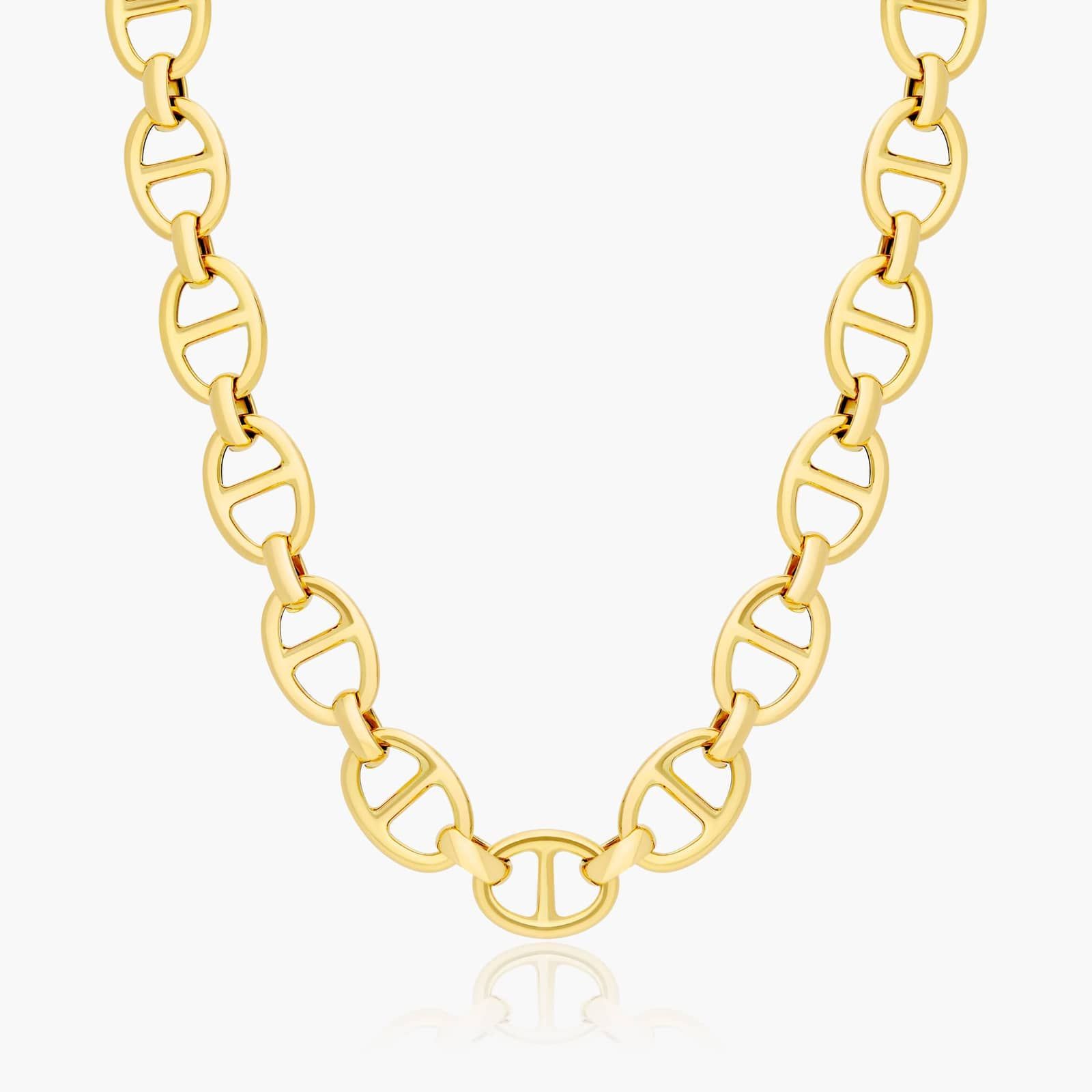 14K Yellow Gold 9mm Flat Mariner Chain Necklace-95320y14