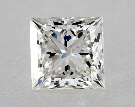 This 0.9 carat princess diamond H color VS1 clarity has Ideal proportions and a diamond grading report from GIA
