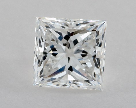 This 0.9 carat princess diamond E color SI1 clarity has Ideal proportions and a diamond grading report from GIA