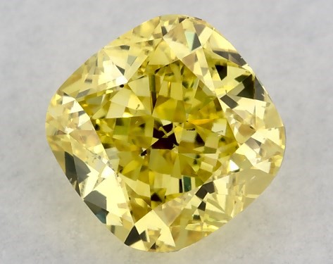 IGI 0.72 Carat Fancy Intense Yellow-SI1 Cushion Cut Lab-Grown Diamond