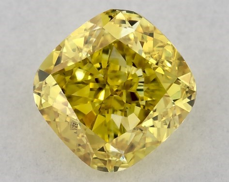 IGI 0.85 Carat Fancy Intense Yellow-VVS2 Cushion Cut Lab-Grown Diamond