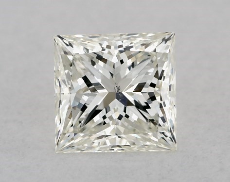 This 0.5 carat princess diamond J color SI1 clarity has Ideal proportions and a diamond grading report from GIA