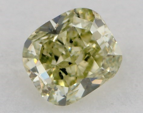 GIA 0.33 Carat Fancy Intense Yellow Green-SI1 Cushion Cut Diamond