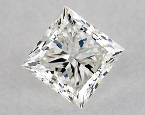 This 0.9 carat princess diamond H color VVS2 clarity has Ideal proportions and a diamond grading report from GIA