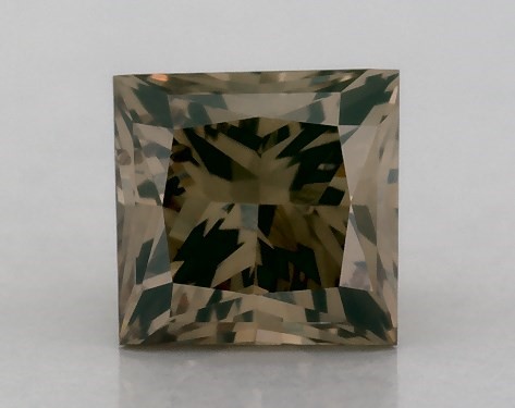 GIA 0.62 Carat Fancy Yellow Brown-SI2 Princess Cut Diamond