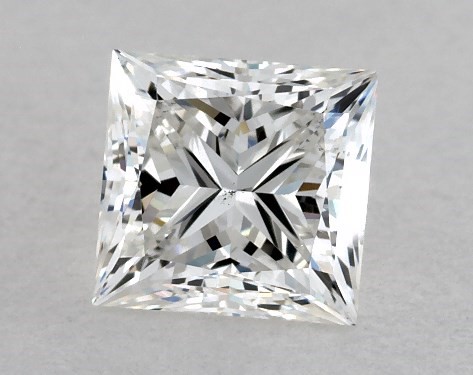 This 0.9 carat princess diamond F color VS2 clarity has Ideal proportions and a diamond grading report from GIA