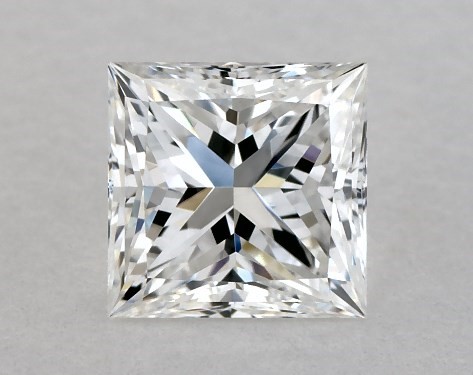 This 0.74 carat princess diamond F color VS1 clarity has Ideal proportions and a diamond grading report from GIA