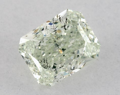GIA 0.50 Carat Fancy Yellowish Green-SI2 Radiant Cut Diamond