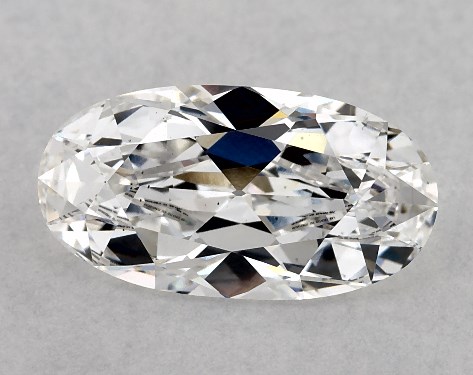 This Lab-Grown diamond 1.57 carat oval E color VS2 clarity has Fair proportions and a diamond grading report from GSI