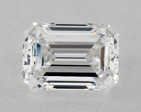 This Lab-Grown diamond 1.6 carat emerald D color VS2 clarity has Very Good proportions and a diamond grading report from GIA