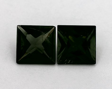 2.21 Total Carat Weight Princess Natural Green Sapphires