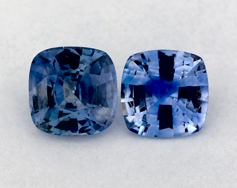 2.14 Total Carat Weight Cushion Natural Blue Sapphires