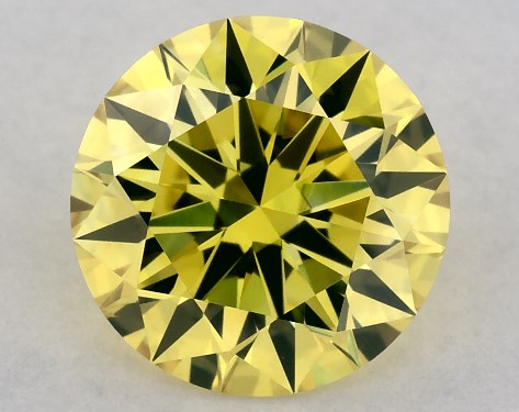 This Lab-Grown diamond round cut 1.16 carat Fancy Vivid Yellow color VS1 clarity has a diamond grading report from IGI