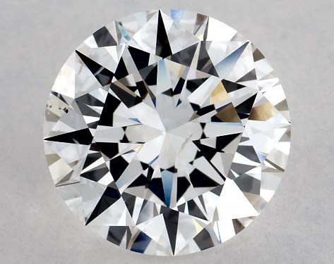 This 2.5 carat round diamond E color SI1 clarity has Excellent proportions and a diamond grading report from GIA