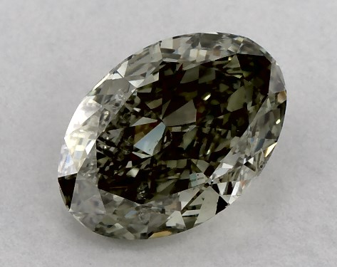 GIA 1.02 Carat Fancy Grayish Yellowish Green-I1 Oval Cut Diamond