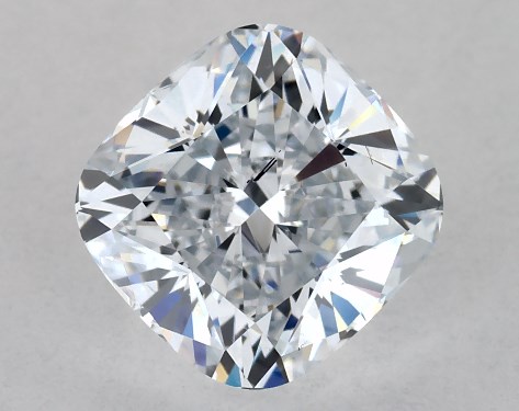 This Lab-Grown diamond 1.54 carat cushion G color SI1 clarity has Very Good proportions and a diamond grading report from IGI