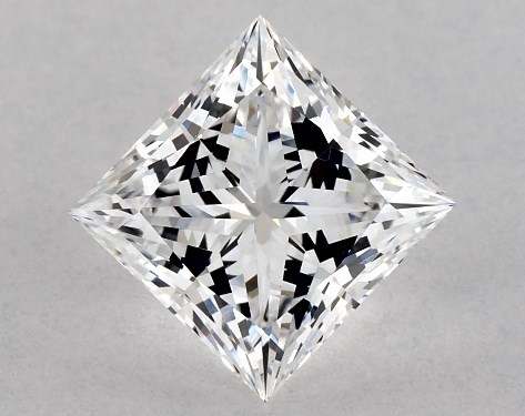 This Lab-Grown diamond 1.25 carat princess D color VVS2 clarity has Ideal proportions and a diamond grading report from GIA