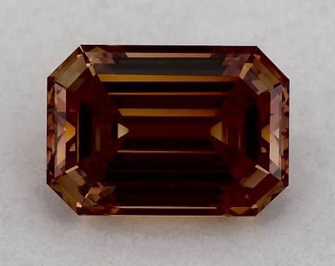 IGI 0.74 Carat Fancy Intense Brownish Orange-VS1 Emerald Cut Lab-Grown Diamond