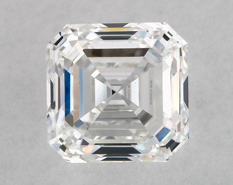 This 0.91 carat asscher diamond F color VS1 clarity has Very Good proportions and a diamond grading report from GIA