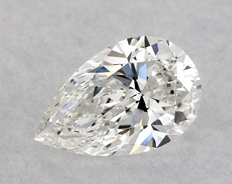 This 0.9 carat pear diamond E color VS2 clarity has Very Good proportions and a diamond grading report from GIA