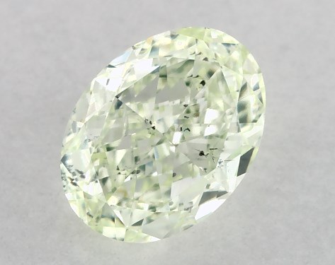 GIA 0.50 Carat Fancy Yellow Green-SI2 Oval Cut Diamond